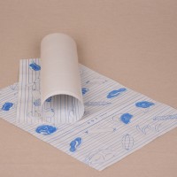 Halványszürke fóliázott húscsomagoló papír kék színű hús mintával - 60x40 cm / 15 kg