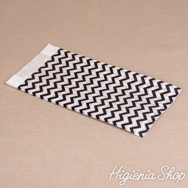 BontaBag 1 kg-os papírtasak fekete cikk-cakk design mintával - 200 db