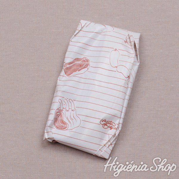 Halványszürke fóliázott húscsomagoló papír kék színű hús mintával - 40x30 cm / 10 kg